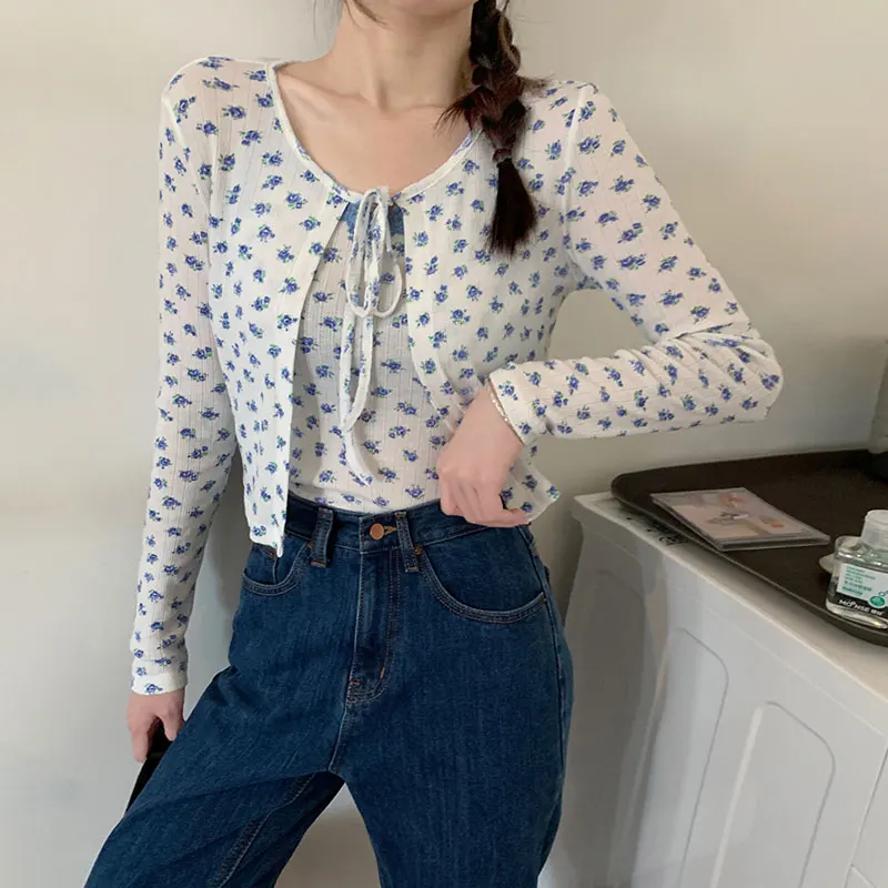 Женская короткая рубашка с длинным рукавом 2 цвета корейский стиль верхняя