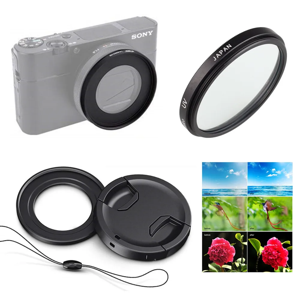 

52mm UV Filter & Filter Mount Adapter lens cap keeper for Sony RX100 Mark V VA IV III II Digital Camera