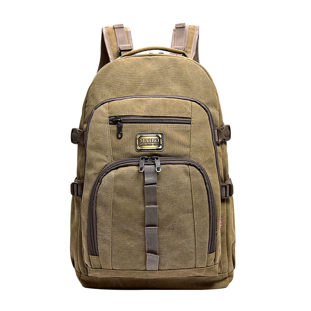 Khaki Storage Casual Travel Large Capacity Mountaineering Outdoor Camping Hiking Zipper Cycling Canvas Backpack Sports Climbing - Цвет: Khaki
