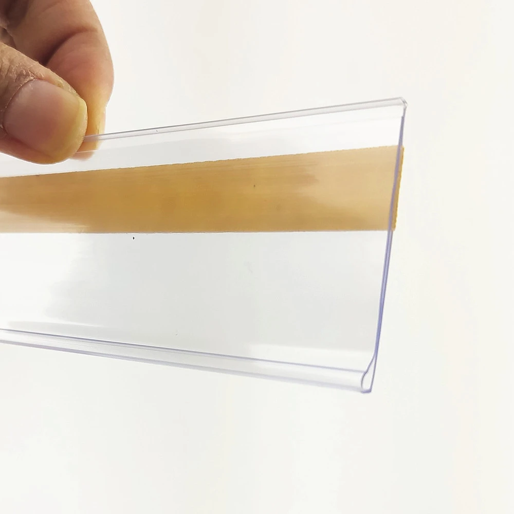 Plastic PVC Shelf Data Strips Clip Holder with Adhesive Tape on Back for Merchandise Price Talker Sign Label Display 50pcs