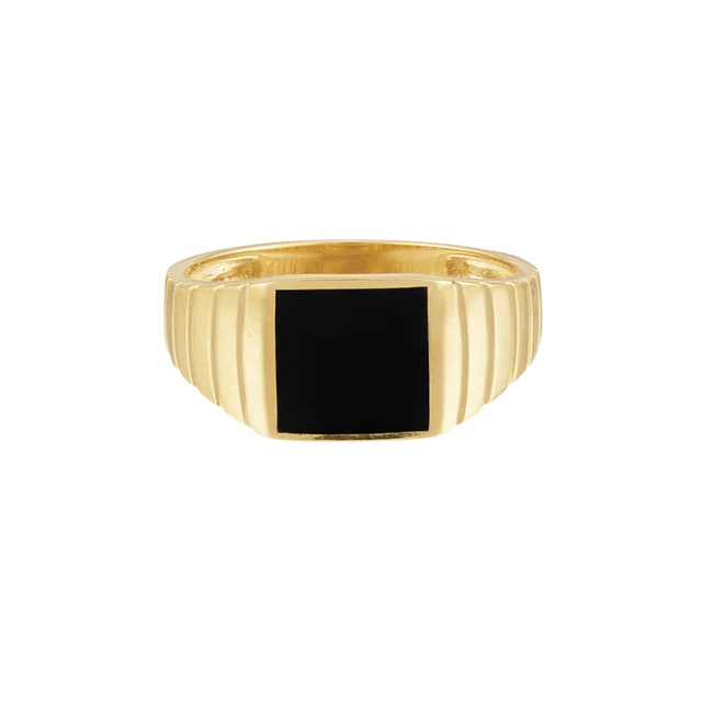 Peri'sBox Textured Circle Square Black Enamel Rings Yin and Yang Geometric Rings for Women Vintage Stainless Steel Jewelry 2020 Square Textured