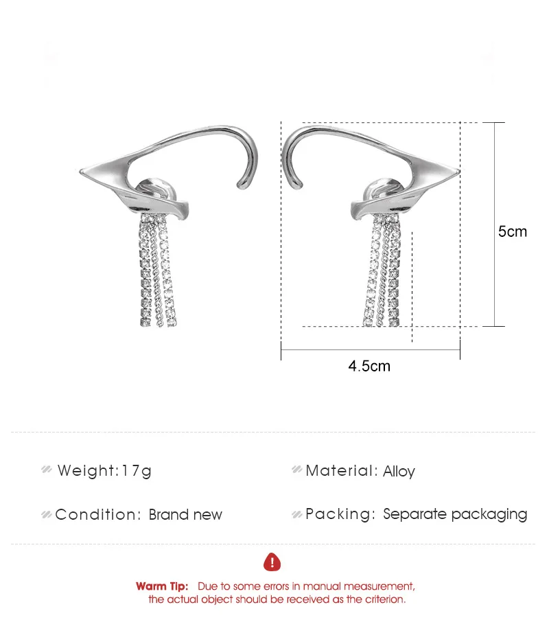 Meetvii Fairy Ear No Pierced Ear Cuff Clip Chain Tassel Clip Earrings for Women Silver Color Korean Jewelry Female Earcuff - Image 6