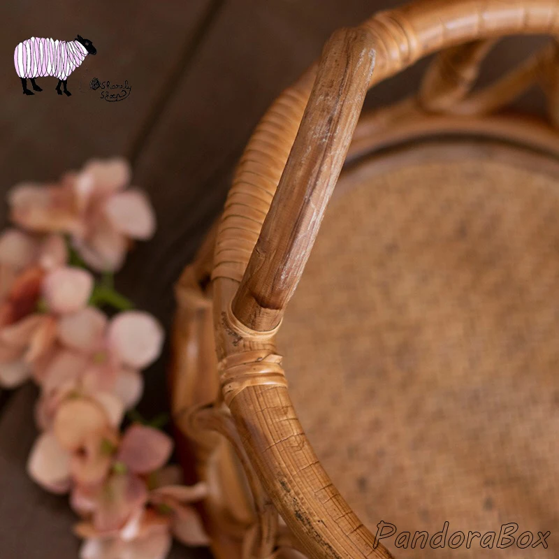 Rattan Basket Newborn Baby Photography Props Infant Fotografia Accessories Baby Boy Girl Photoshoot Studio Circle Basket Props