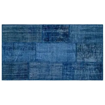 

Handmade Blue Vintage Overdyed Patchwork Area Rug 080x150 Cm-2'7''X4'11''