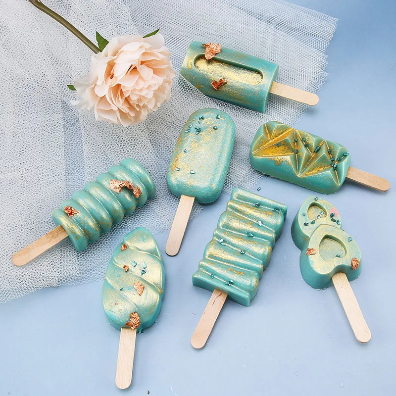 Cute Popsicle Molds Silicone Ice Pop Molds Homemade Popsicle Silicone Mold  with 100pcs Popsicle Sticks Reusable Easy Release Ice Pop Maker (Pineapple)