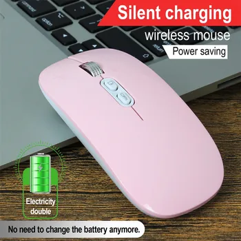 

Rechargeable 2.4G Wireless Mouse Metal Noiseless Silent Click Optical Mouse For Notebook Mini Portable Colorful Gaming Mouse