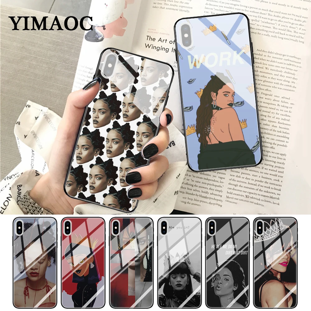 YIMAOC Rihanna милый настенный картины роскошный стеклянный чехол для телефона Apple iPhone