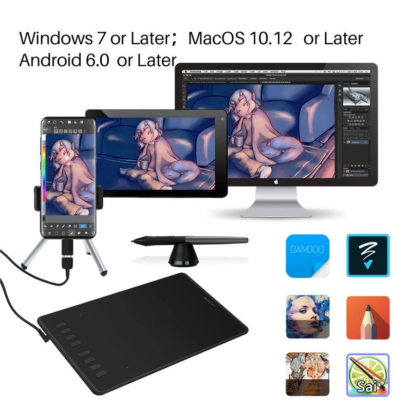Huion-digital Tablet H950p Desenho Caneta com Caneta Otg sem Bateria para Android pc - Imagem 3