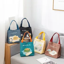 2-Style Large Capacity Cute Canvas Lunch Bag Portable Picnic Travel Bento Box Food Cooler Tote Bags Storage Container Handbag