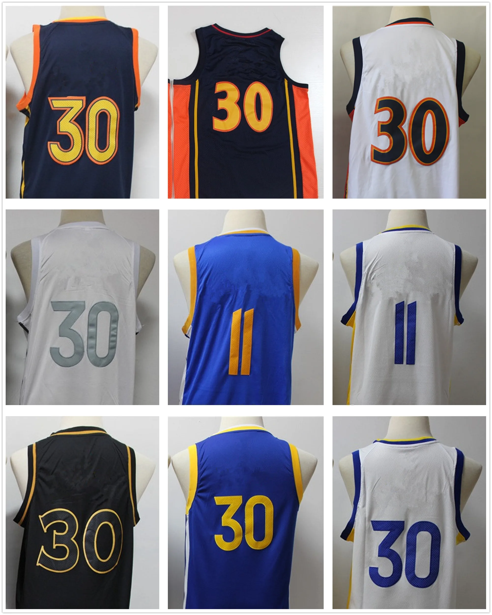 Высококачественные мужские и женские футболки для баскетбола Golden State #11 #30 с