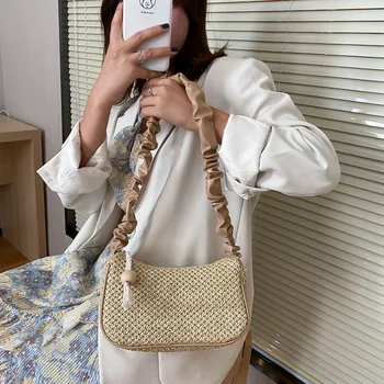 

France Non-mainstream Bag WOMEN'S Bag 2020 Summer New Style Straw Shoulder Armpit Package Network hong yang Gas Hand Beach Bag