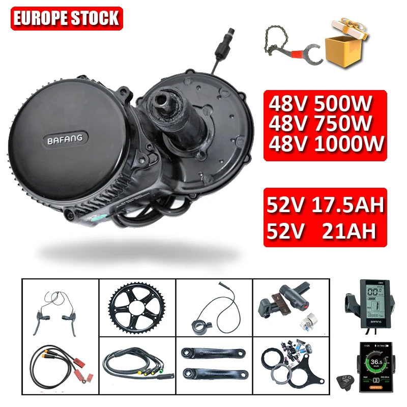 Bafang BBS02 48V 500/750/1000W BBSHD Mid Drive Motor Ebike Kit with Battery 52V 17.5/21AH Powerful Electric Bicycle Engine Set | Спорт и