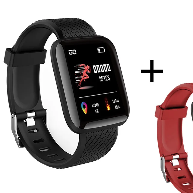 Недорогие умные часы для мужчин/женщин шагомер, контроллер сна HR Смарт-часы Reloj подходит для APPLE/Xiao mi/huawei VS mi Band 4/B57 Montre подключения - Цвет: with red strap