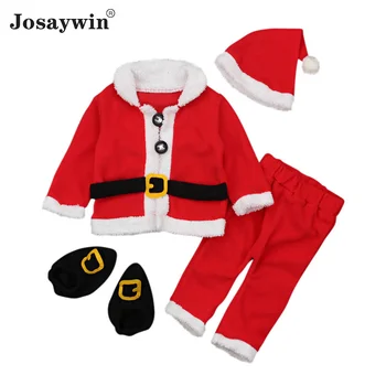 

Christmas Clothes Children Suits Boys Kids Girl Sets Unisex Santa Claus 4 Pieces Toddler Autumn Long Sleeve Baby Clothes Newborn