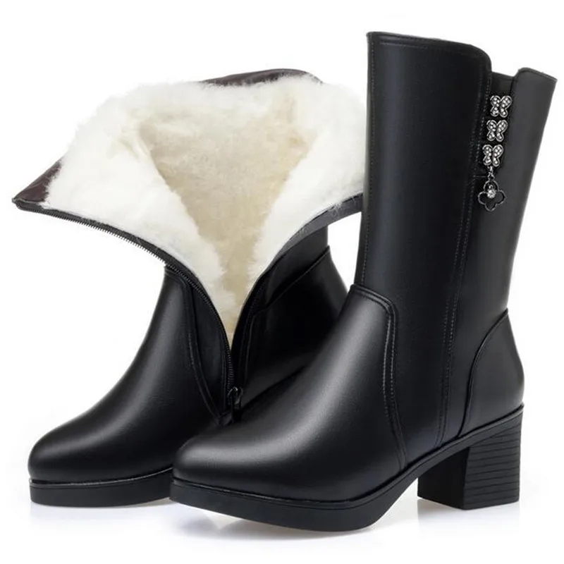 ZXRYXGS/Брендовая женская обувь; ботинки; зимняя обувь; модные ботинки из натуральной кожи; шерстяная обувь больших размеров; женские теплые зимние ботинки; женские ботинки