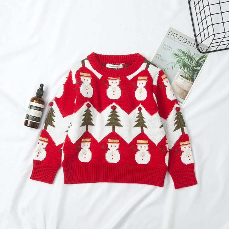 New Autumn and Winter Cotton Knit Christmas Sweater Mommy and Me Clothes Family Matching Clothes