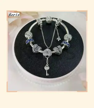 

High Quality Replica 1:1 100% Silver Heart Key Safety Chain Chain Bracelet Free Delivery