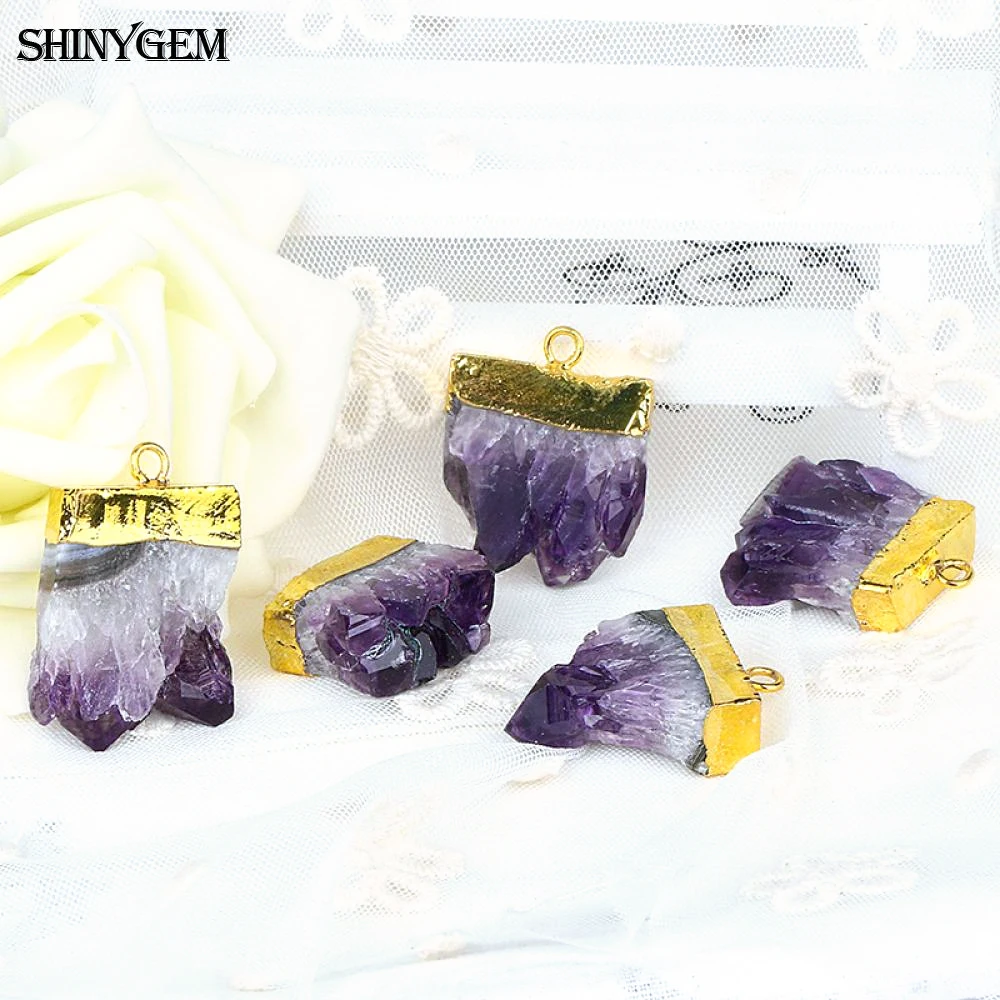 ShinyGem естественный неправильной формы сырой фиолетовая Друза Кристалл ломтик
