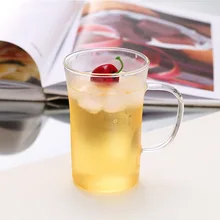 Простые прозрачные с ручкой стеклянные чайные чашки высокое боросиликатное стекло высокая термостойкость бытовые чашки для молока кофе