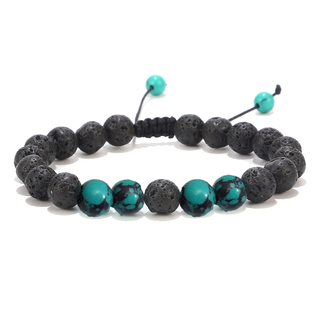 2 blue Fashion Volcanic Rock Beaded Bracelet Charming Popular Natural Stone Adjustable Bracelet Unisex Jewelry For Women Man Gifts - Окраска металла: 2 blue