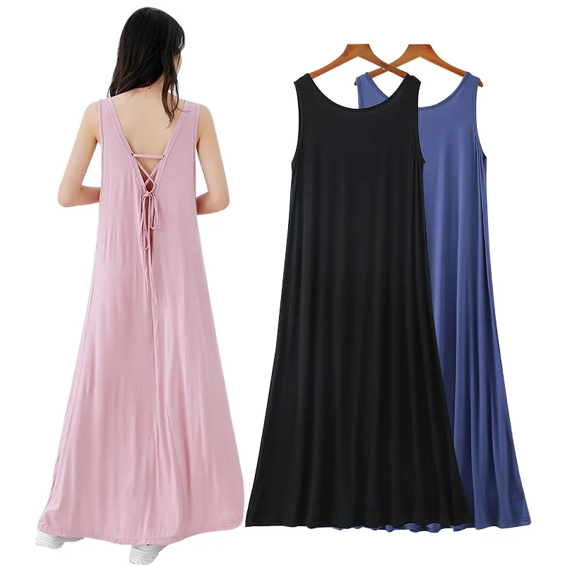 

Nightgown Women's 2019 Summer New Style Modal Sleeveless Pajamas Backless Sexy-Outer Wear Pregnant Women Loose-Fit Home Wear