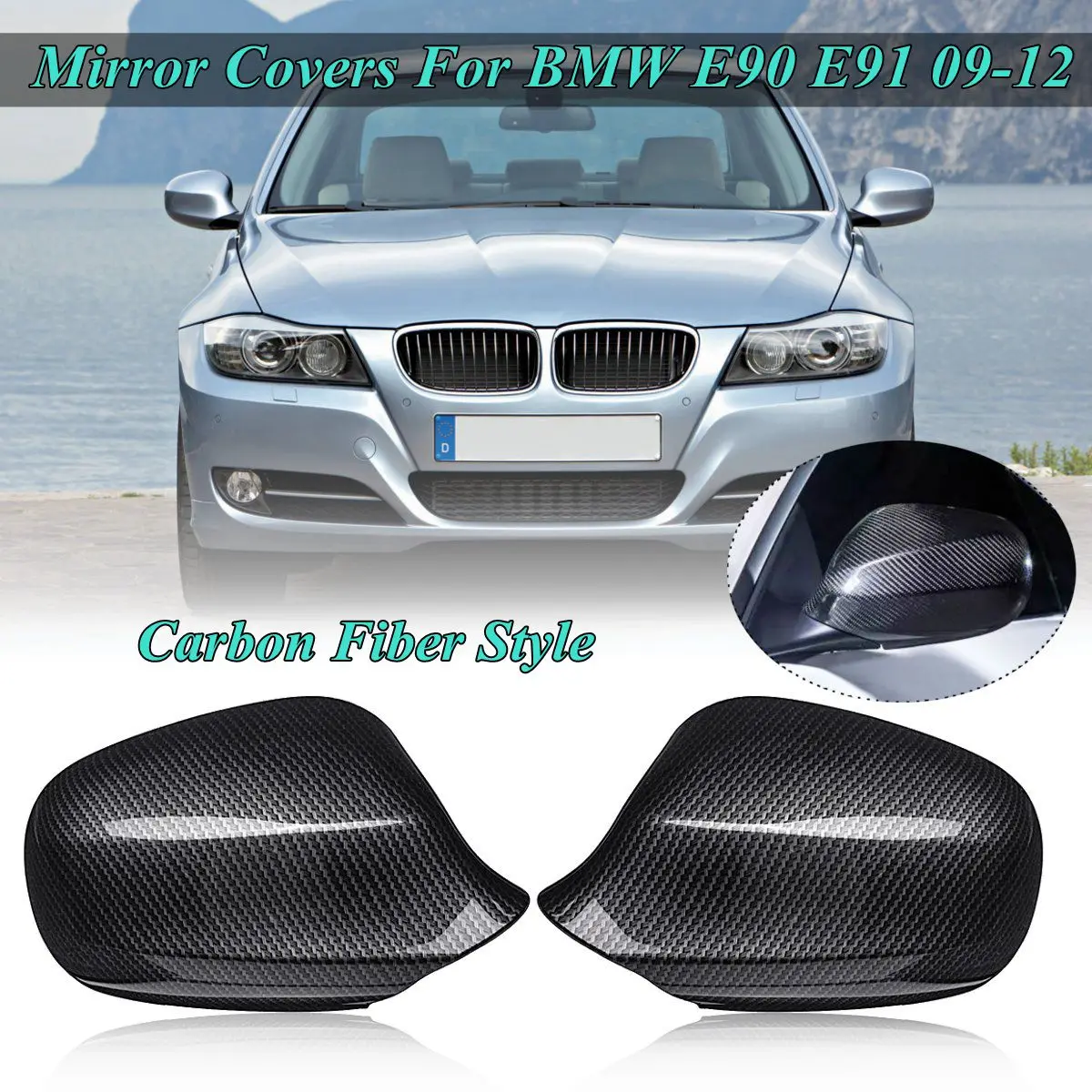 1 пара чехол для зеркала заднего вида BMW E90 E91 2009 2010 2011 2012 левый правый боковой Чехол