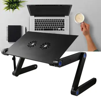 

Multifunctional Computer Desk Portable Adjustable Foldable Aluminum Laptop Desk for Office Bedrooms Table Vented Stand Bed