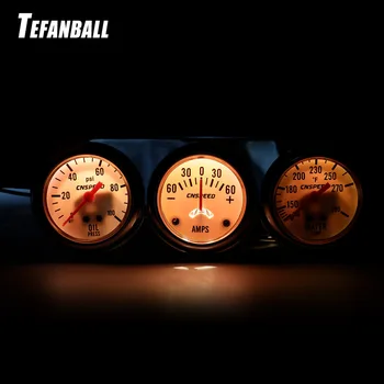 

2"52mm Triple Table AMP Kit Universal Hydraulic Water Temperature Current Meter Three In One Car Instrument Modification