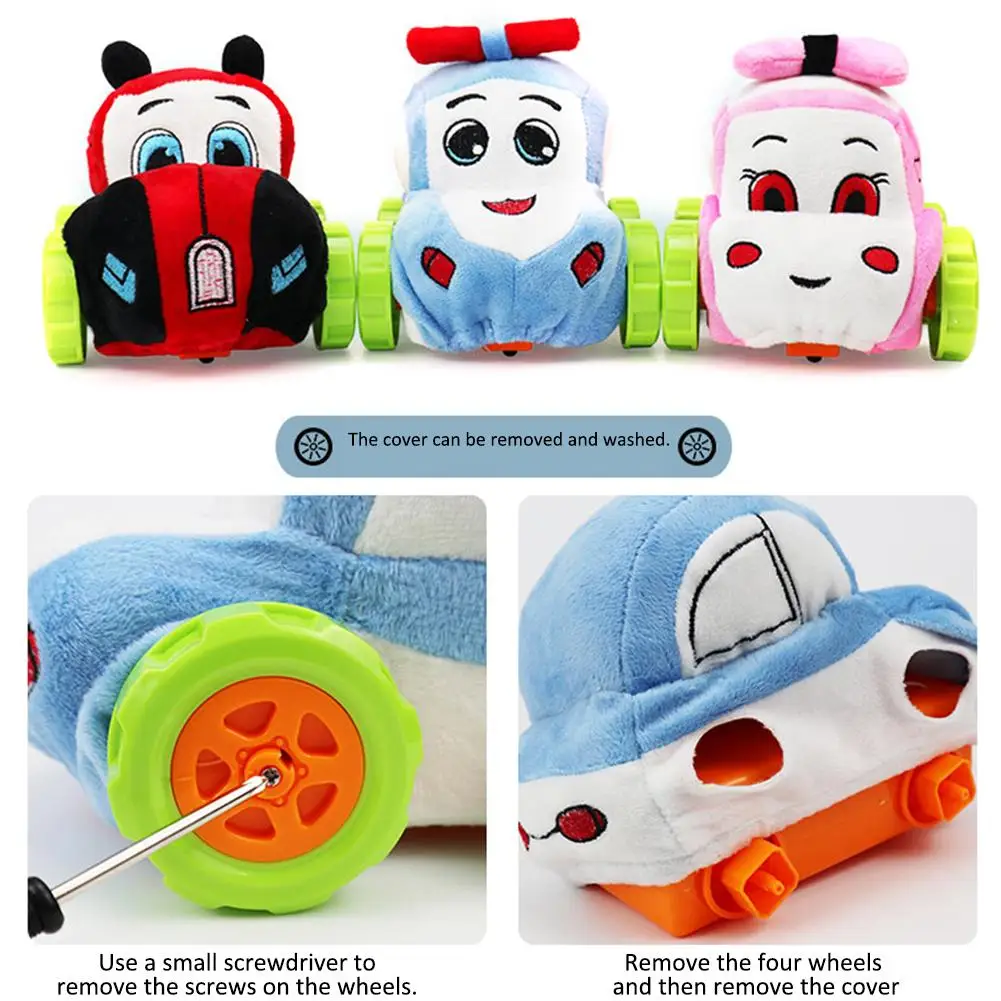 Cartoon Plush Remote Control Car Toy Washable Mini RC Vehicle Toys Plush Toy Car For Children 2