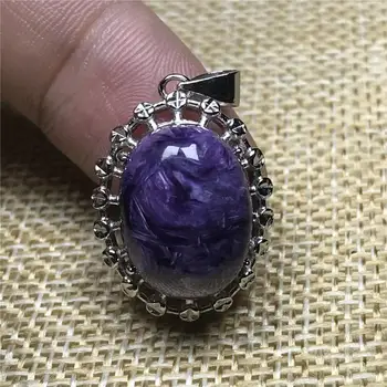 

Genuine Natural Purple Charoite Pendant For Woman Man Crystal 23x17x11mm Beads Egg Shape Necklace Gemstone Fashion Jewelry AAAAA