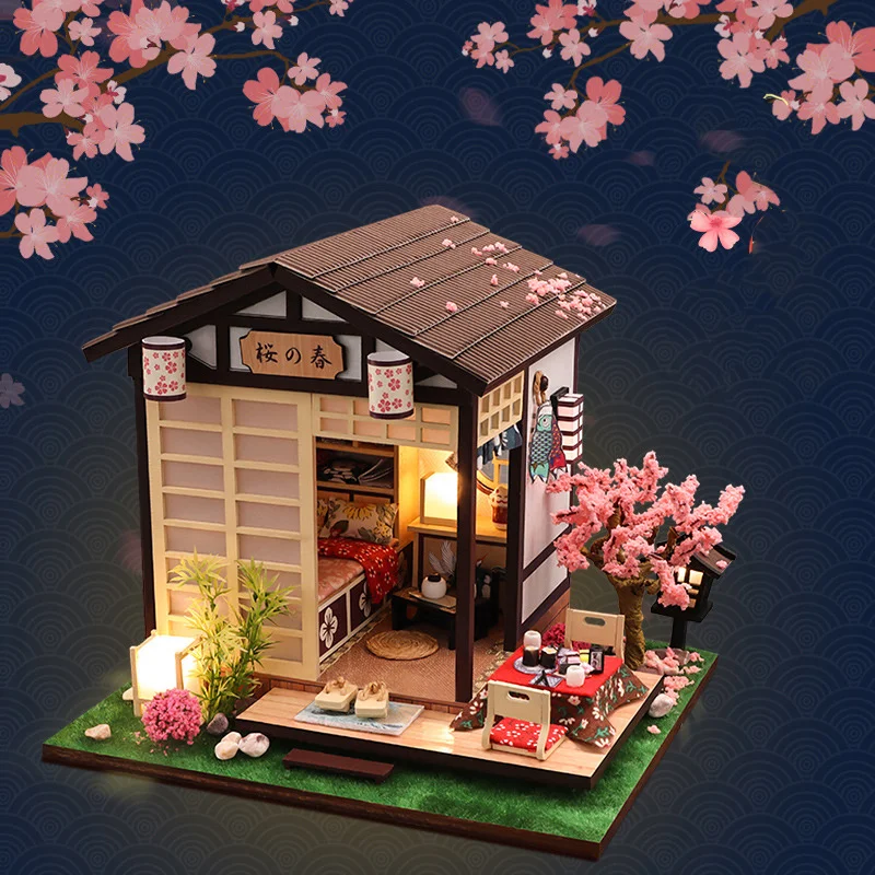 Japanese Diy Miniature Dollhouse Kit Japanese Wooden Casa Dollhouse