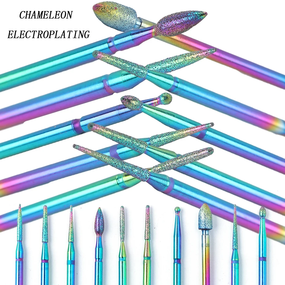 1 шт. фреза для маникюра, дрель для ногтей, радужная Алмазная машинка для маникюра, педикюр, электрические сверла для ногтей, аксессуары CH1514