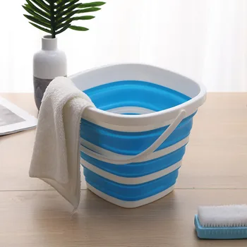 

10L Silicone Bucket For Fishing Folding Collapsible Bucket Car Wash Outdoor Fishing Square Barrel Bathroom Kitchen Camp Bucket