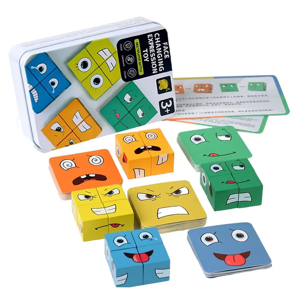 Expression Puzzle Building Blocks Wooden Expressions Matching Block