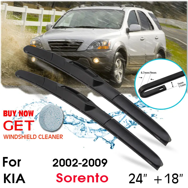 

Car Wiper Blade Front Window Windshield Rubber Silicon Refill Wipers For KIA Sorento 2002-2009 LHD / RHD 24"+18" Car Accessories