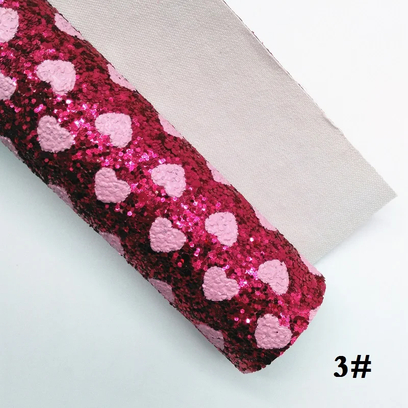 Glitterwishcome 21X29 см A4 размер сердца напечатаны массивные блестки кожа, искусственная кожа ткань винил для бантов, GM599B - Цвет: 3