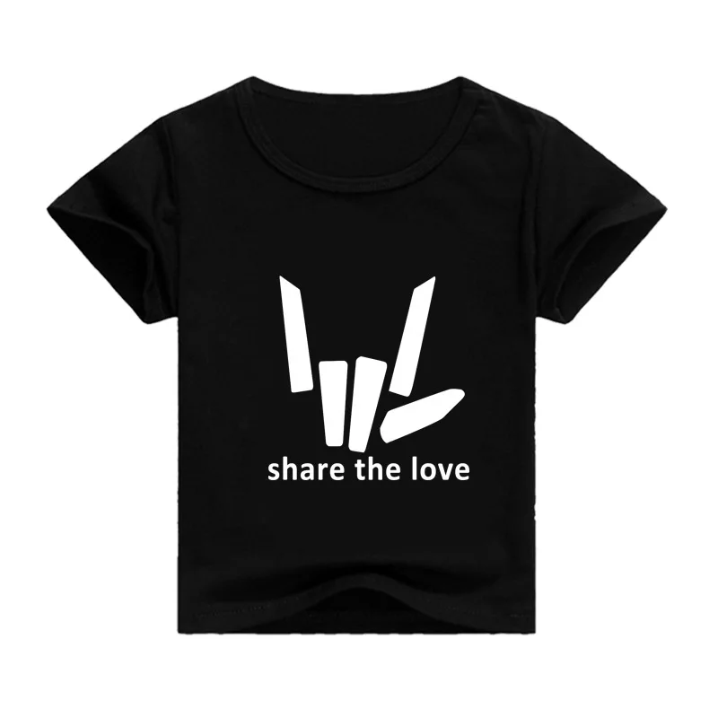 Z& Y От 2 до 16 лет, коллекция года, летняя футболка с надписью «Share The Love» Детская футболка разных цветов с рисунком топы для маленьких девочек, футболка для мальчиков-подростков