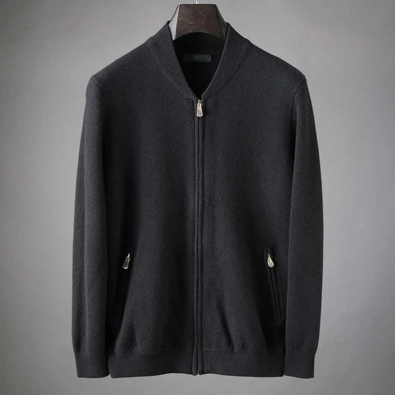 

JSBD high-end fine wool soft fabric winter warmth men business casual baseball collar knitted wool jacket jacket
