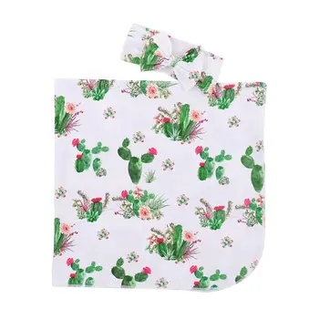 

2pcs/set Baby Soft Swaddle Infant Wrap Cute Alpaca Print Stroller Cover Muslin Bath Swaddling + Headband CORB