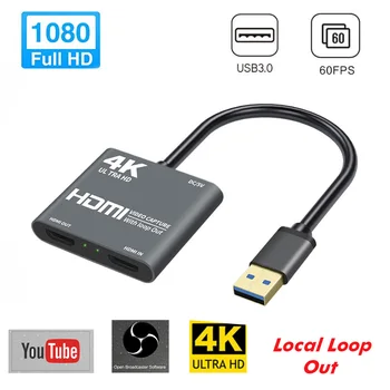 

1080P 60fps 4K Audio Broadcasting Recording HDMI USB3.0 Video Card Conferencing Computer Components For Gaming Loop Out