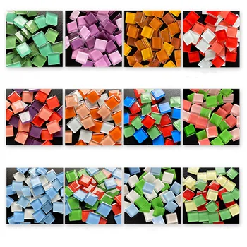 

240pc Mixed Color Crystal Glass Mosaic Tiles DIY Craft Materials for Kids Mosaic Puzzle Art 1.5*1.5cm Square Mosaic Stone Pieces