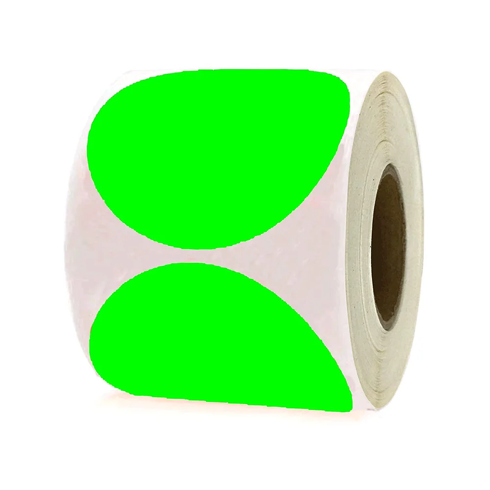 2 Inch Fluorescent Green Color-Coding Dot Labels Round Color-Code Circle Dot Stickers 500 Adhesive Inventory Organizing Labels 1 5 round circle dot vegan food rotation labels grocery deli bake restaurants unique vegan green food labeling