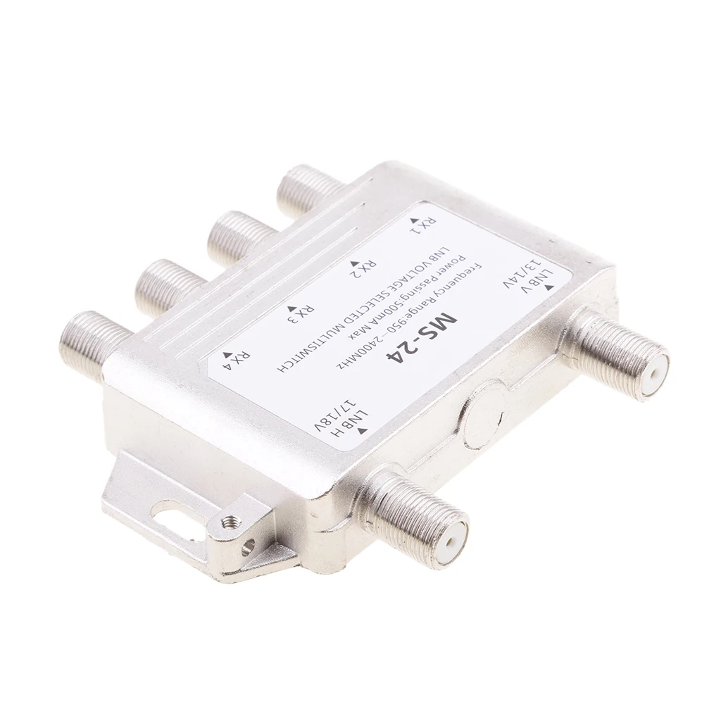 DTV 2X4 Multiswitch LNB Voltage Selected 2-In/4-Out Satellite Multiswitch Connecting 2 Satellite TV Signals Simultaneously