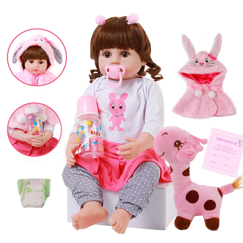 

55CM Bebe Reborn Silicone Reborn Bebe Handmade Realistic Baby Doll Soft Touch Reborns Toddlers Curly Hair Baby Doll Girl Gift