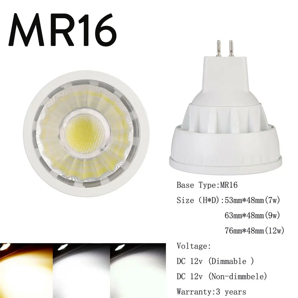 MR16 GU10 затемнения светодиодный лампа направленного света COB лампы GU5.3 E12 B15 E27 E14 B22 штыковый разъем 7 ваттов 9 ваттов 12 ваттов яркая лампа для дома AC 110V 220V - Испускаемый цвет: MR16