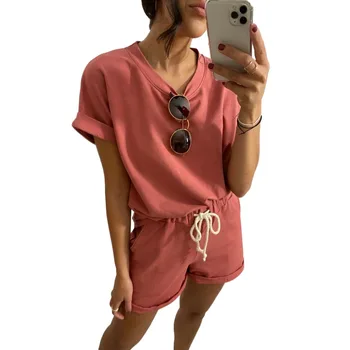 

Casual Lounge Wear for Women Summer Casual Homewear Pajams Sets Women Sets T-shirt +shorts