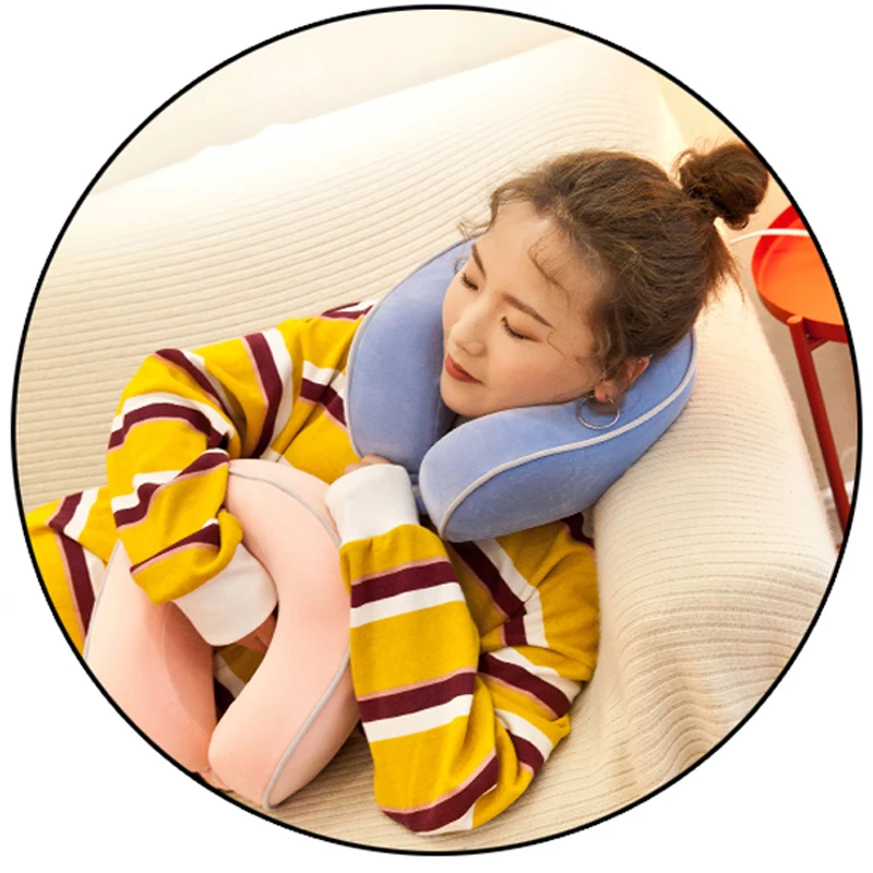 1PCS U-Shaped Pillow Memory Foam Neck Pillows Airplane Soft Slow Rebound Cervical Travel Pillow For Air Car Home Bedding