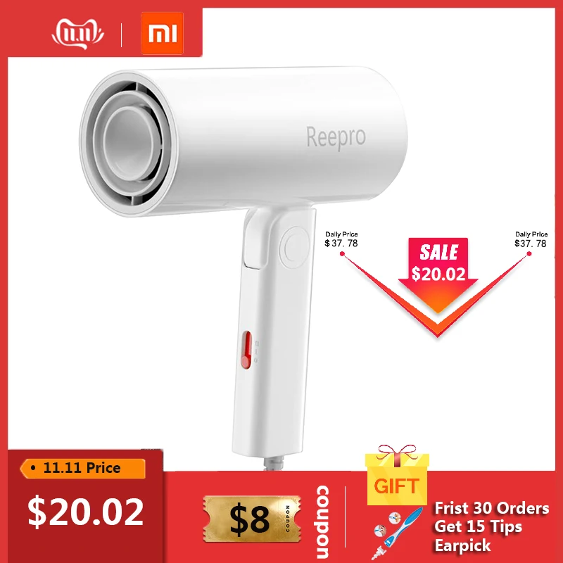 

Xiaomi Youpin Reepro 1300W Professional Hair Dryer Hairdryer Quick Dry Folding Handle Hairdressing Barber Blow Dryer RP-HC04