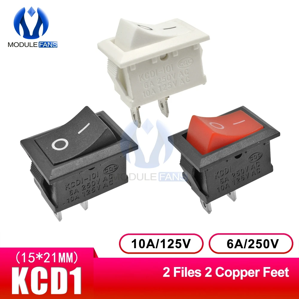 

10PCS/Lot 6A AC 250V AC250V Rocker Switch Boat Power Switch 2 Position 2 Pin 2Pin Light Switch15*21mm 15X21mm Without Light