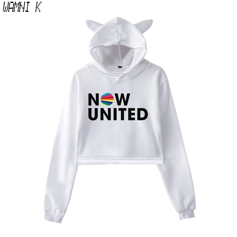Новые корейские модные худи с надписью Now United кошачьими ушами женские/мужские